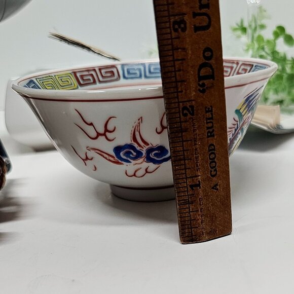 Vintage Japanese Arita Ware Imari-Style Dragon Rice Bowls Set of Four - Picture 7 of 7